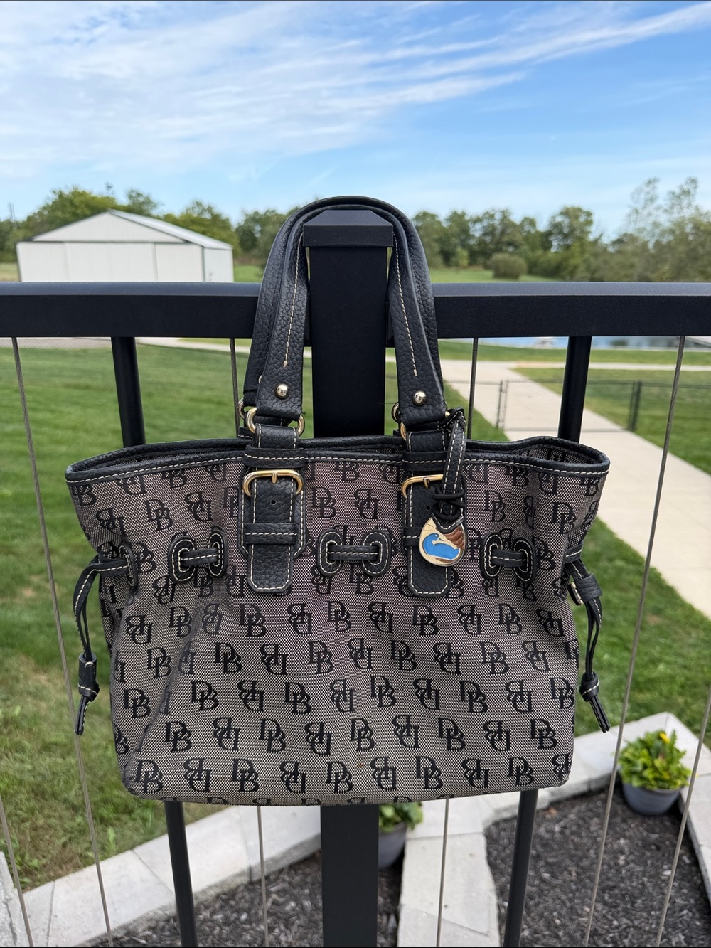 Dooney & Bourke Black/Brown Signature Logo Tote